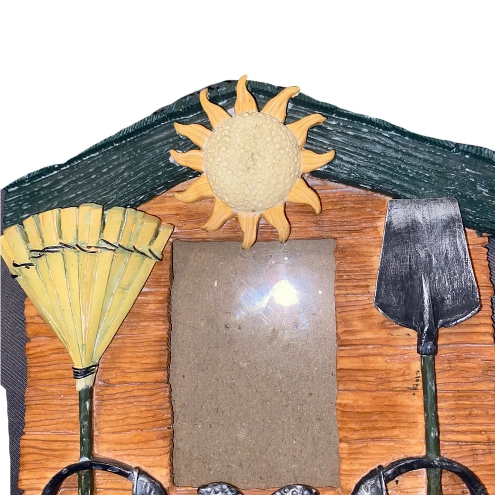 Garden Theme Resin‎ Photo Frame Sun Watering Can Flowers Rustic Decor 4x6
